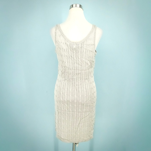 Ralph Lauren Black Label Size Large L Silver Gray Metallic Cable Knit Silk Dress - Picture 3 of 6